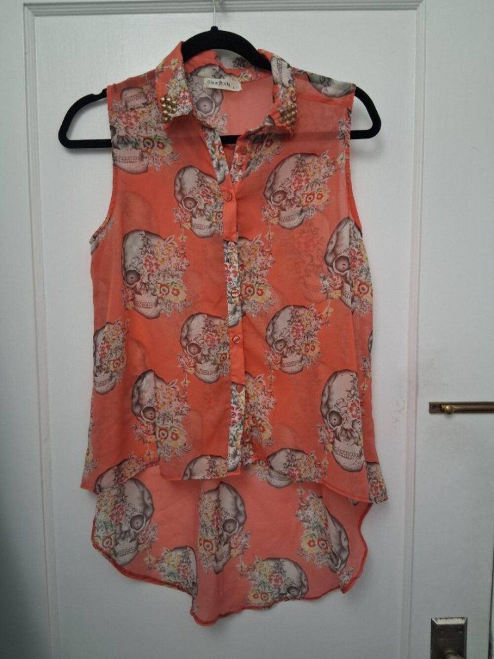 Glam Dollz Women's Floral Skull Blouse